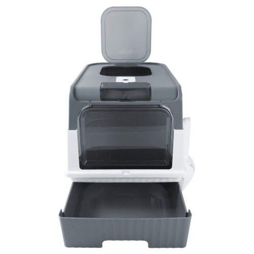 Sleek Grey Cat Litter Box