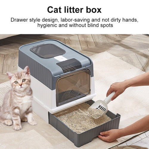 Sleek Grey Cat Litter Box