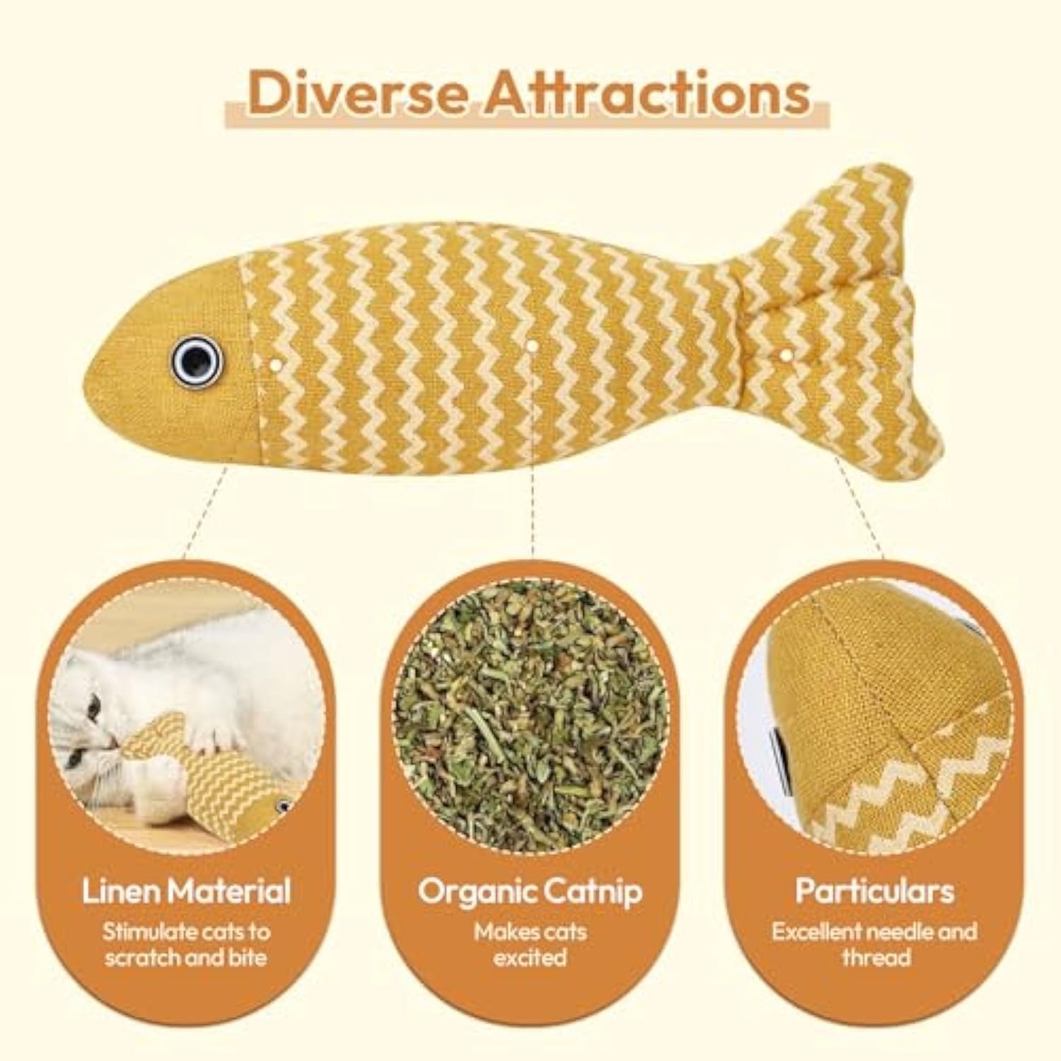 Fish-Shaped Catnip Toys: Interactive Fun for Kittens & Indoor Cats (3-Pack) - Best Pet Village