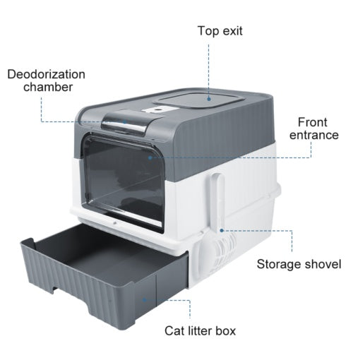 Sleek Grey Cat Litter Box