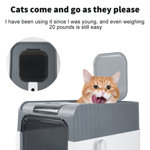 Sleek Grey Cat Litter Box